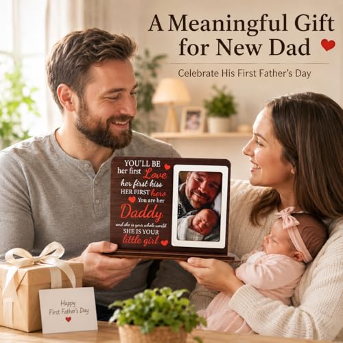 Daddy Picture Frame 4x6 - Dad Gifts from Daughter, Father Daughter Gifts, First Fathers Day Gift, Wooden Dad Photo Frame, Daddy Gifts for Birthday, Christmas, New Dad Keepsake Desk Decor by KATINAT - Used condition - Image 5