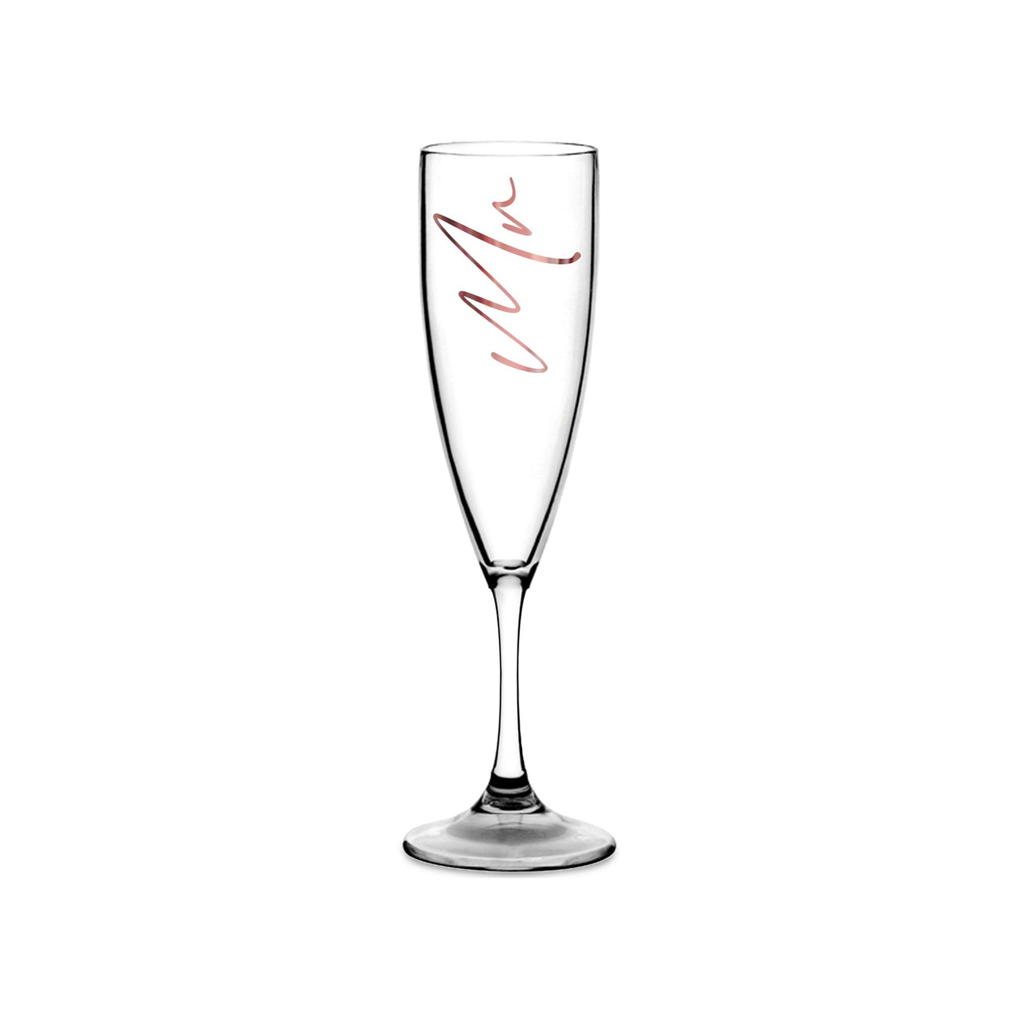 Print Maniacs Champagne Premium Clear Flute Glass Bride Groom Mr Mrs Wedding Maid Honour Wine Cocktail Prosecco Celebrations Gift (Rose Gold, Mr)