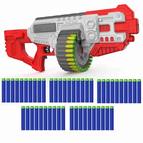 Image of Aditi Toys Street Viper Big Blaster Motorized Dart Gun Toy Includes 50 Soft Foam Bullet Darts, 60-Foot Firing Range, Rechargeable Electric Battery Design for Boys Girls, Above 5+ Age(Red-Grey)