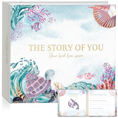 Image of Ocean Theme Baby Book Set - 3 Storage Bags, Under the Sea Design, Birth to Keepsake Box