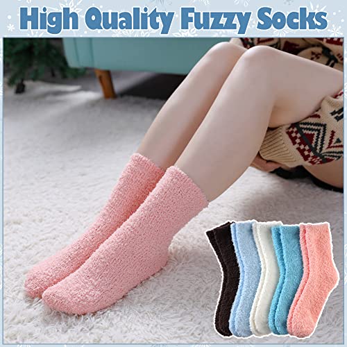 Image of LANLEO 5 /6 Pairs Womens Super Soft Fuzzy Plush Warm Winter Home Sleeping Slipper Socks