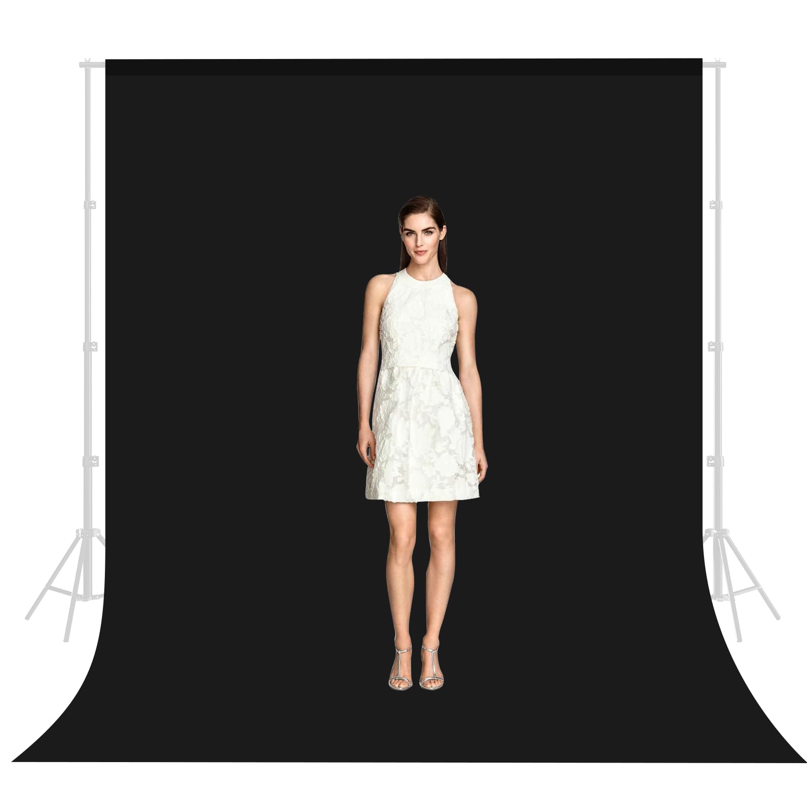 Photo Backdrop 10FTX10FT, TOWOND Black Backdrop for Photoshoot Background Photography Backdrop Curtain for Wedding Video Meeting Birthday Party