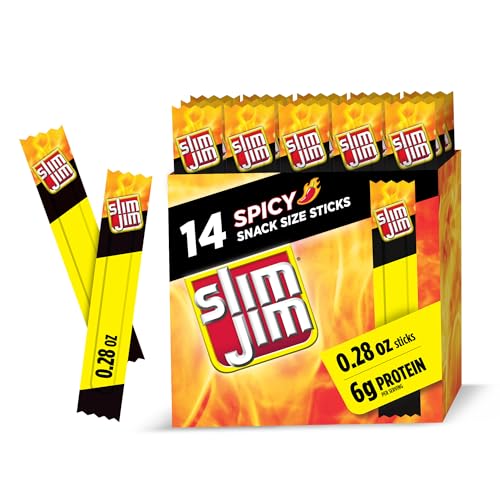 Slim Jim Smoked Meat Sticks, Spicy Flavor, 6g Protein Per