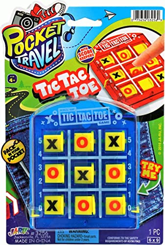 Tic Tac Toe Travel Portable Pocket Board Games (1 Pack) by JARU. Fidget Toy Assortment of Classic Toys Party Favors Toy Party Favor Retro Game Tictac Socking Stuffer Toe 3256-1