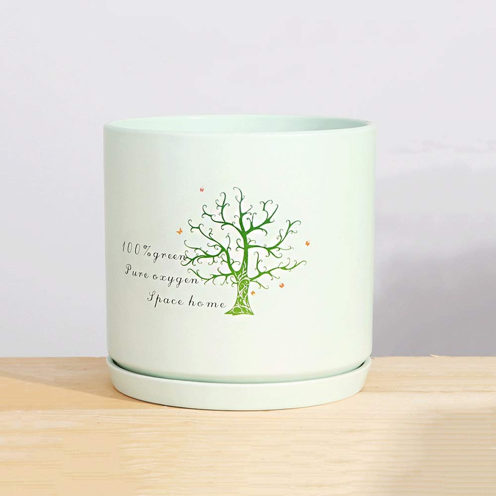 Vaso da Fiori Bianco Facile da Pulire Fioriera in Stile Semplice Decorazione per Balcone e Parco Vaso per Piante Vaso in Ceramica Resistente con campi forati e Giardini Vaso da Fiori Vassoio