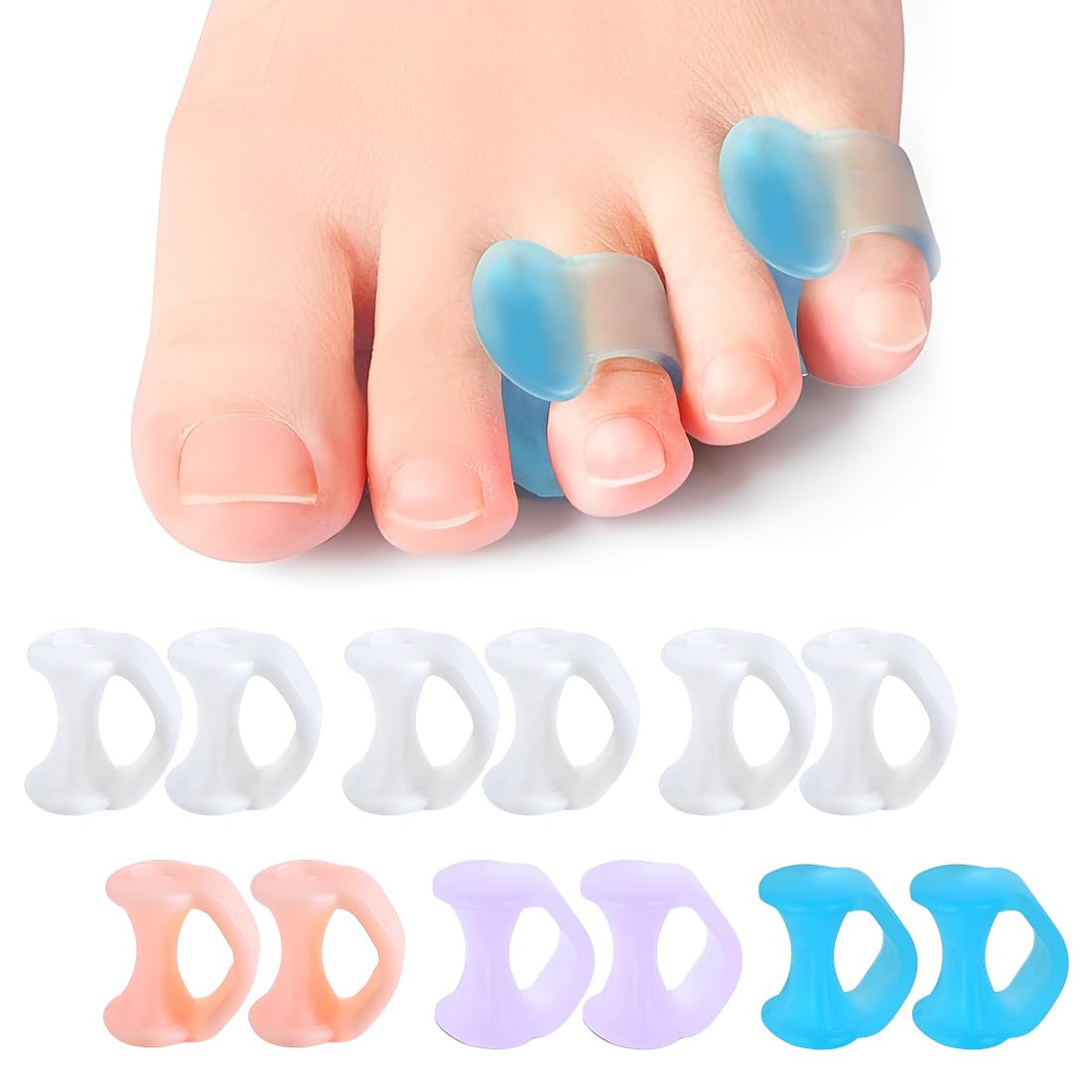 AUEFUDQ 12 Piezas Separador de Gel para Dedos del Pie, Espaciadores para Dedos Meñiques, Cojines para Dedos Pequeños, Mangas para Dedos Pequeños para Prevenir el Frote y Reducir la Presión