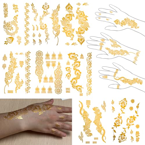Metallic Gold Temporary Tattoostattoos for women and Girls, gold glitter
