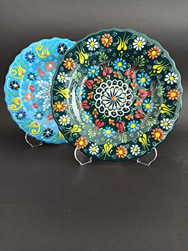 Ayennur Turkish Decorative Plates Set of 3-7.08\" Handmade Ceramic for Wall Hanging Home Decor