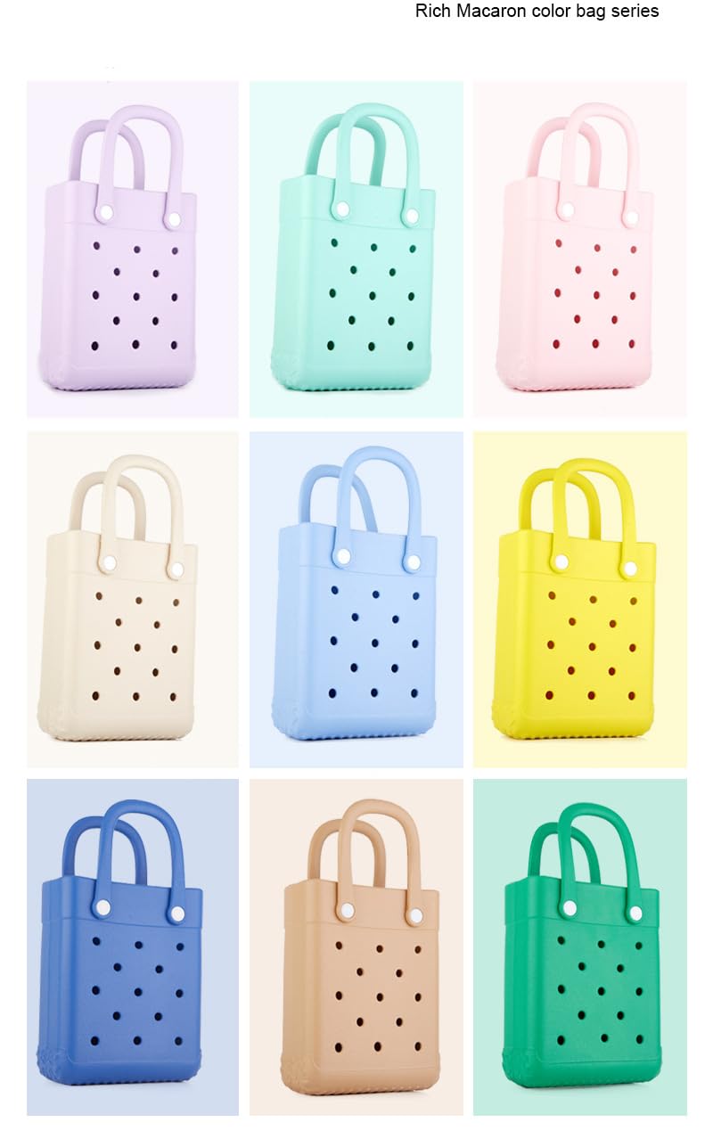 GBB Sac de plage en caoutchouc - Taille XS - Imperméable - Mini sac fourre-tout pour bateau, piscine, sport, voyage, sac à main ouvert