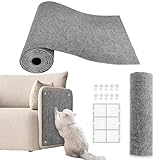 YONGJOY Cat Scratch Couch Furniture Protector, Adhesive Cat Scratch Pad Deterrent for Furniture, DIY Climbing Scratcher for Indoor Cats (Light Grey, 39.3x15.8 in)
