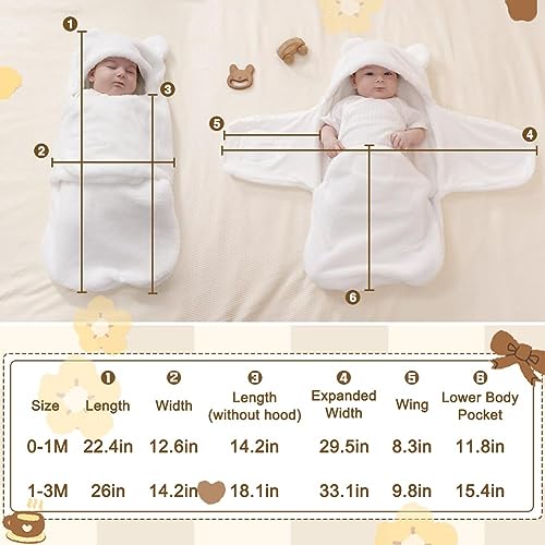 Image of AiWMGL Baby Swaddle Boys Girls 3-6 Months Fleece Winter Warm Adjustable Newborn Swaddling Wrap Soft Blanket Sleeping Sacks Infant