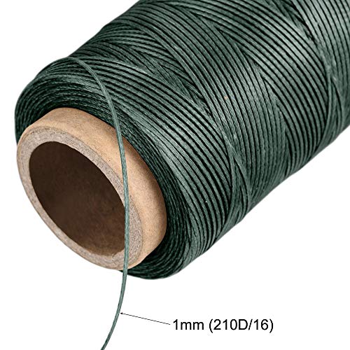 Cordon ciré polyester 1mm ultra résistant uxcell fil à coudre cuir vert foncé de 180 mètres