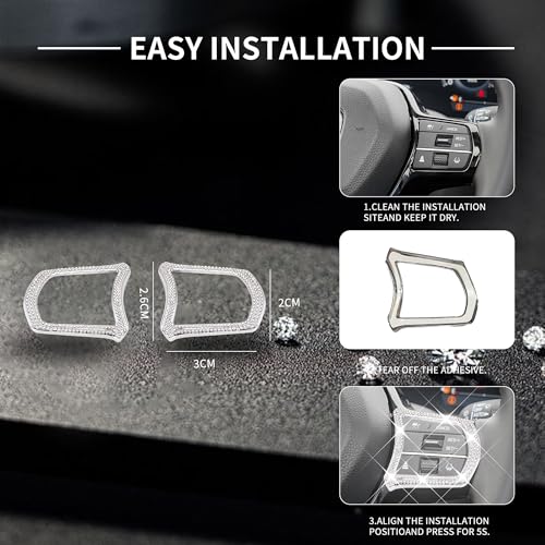 Image of for Honda,Car Bling Interior Decoration Crystal Sticker Button Box Frame Cover Fit for 2024 Accord Civic CR-V.(Silver 4)