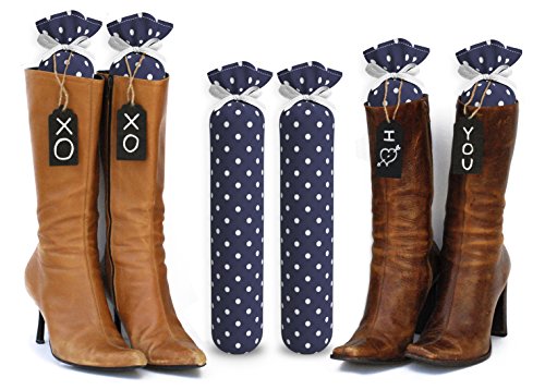 My Boot Trees, Boot Shaper Stands For Closet Organization. Many Patterns To Choose From. 1 Pair. (Navy Blue With White Polkadots) #TOP1