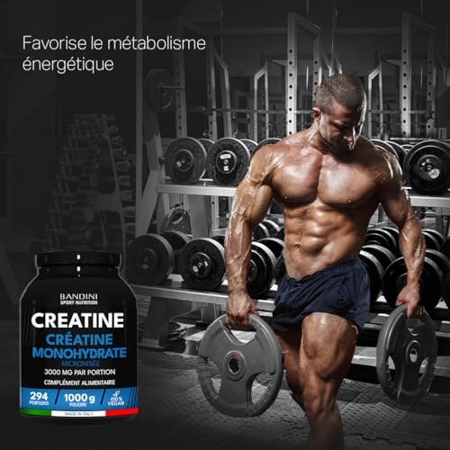 Bandini® Créatine Monohydrate Poudre 1 kg 100% Pure pour l‘Entraînement de Force | Creatine Micronisée 1kg Haut dosage Sport & Fitness | Pre Workout Puissant | 292 Portions | Micronized Vegan Powder – Image 4