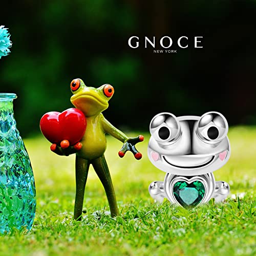 GNOCE Cute Frog Embraces Heart Gemstone Charm Bead Sterling Silver Fit Bracelet Jewelry Gift For Women Wife …3