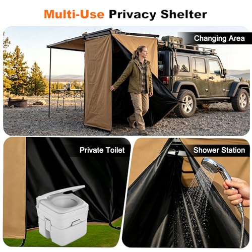 Tienda de ducha con toldo para portaequipajes de techo 5.6 x 3.3 pies, refugio privado para camping en auto miniatura 4