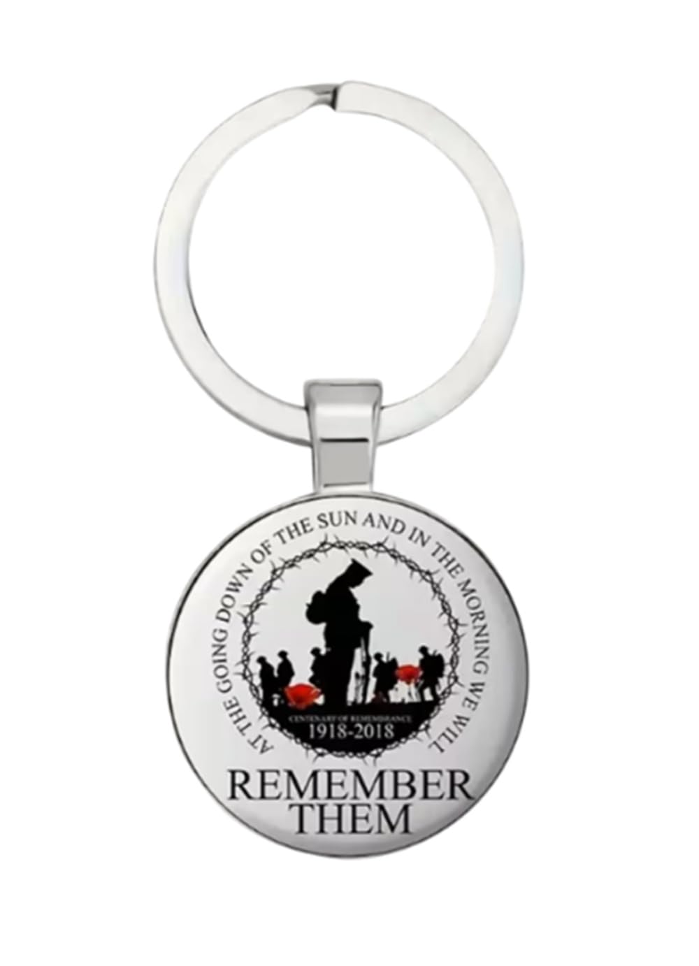 Cmj Unisex White Cmj™ Remember Them Remembrance Keyring Gift World War 2 Soldier Glass Dome Keychain