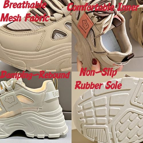 Womens Leather Lace Up Chunky Sneakers Fashion Platform Non-Slip Cute Shoes Casual Dad Walking Driving Travel Shoes2