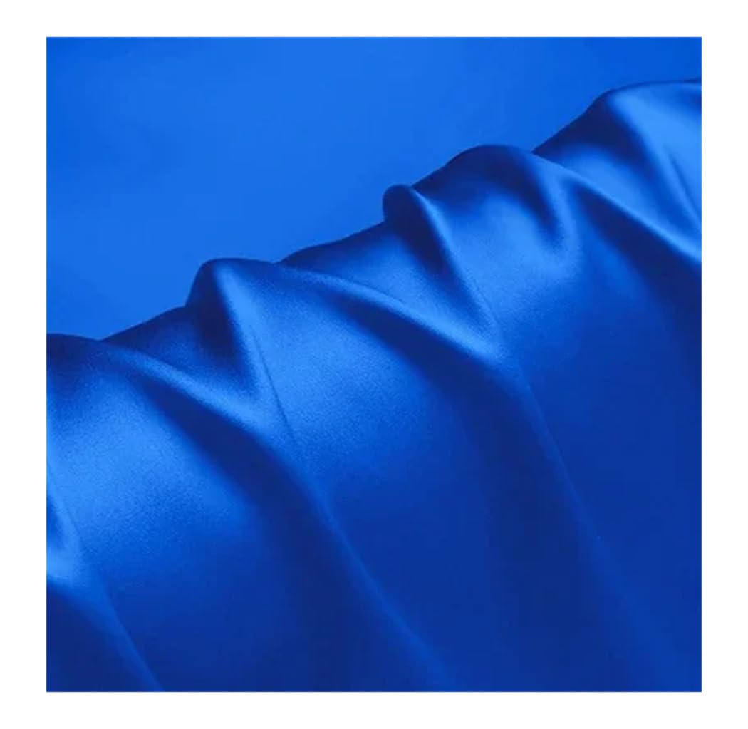 Generic Tela, 19 Momme 92% Seda 8% Tela de Seda Spandex Satén Elástico Vestido de Punto Cheongsam Tela/Azul a/1,4 * 1 M