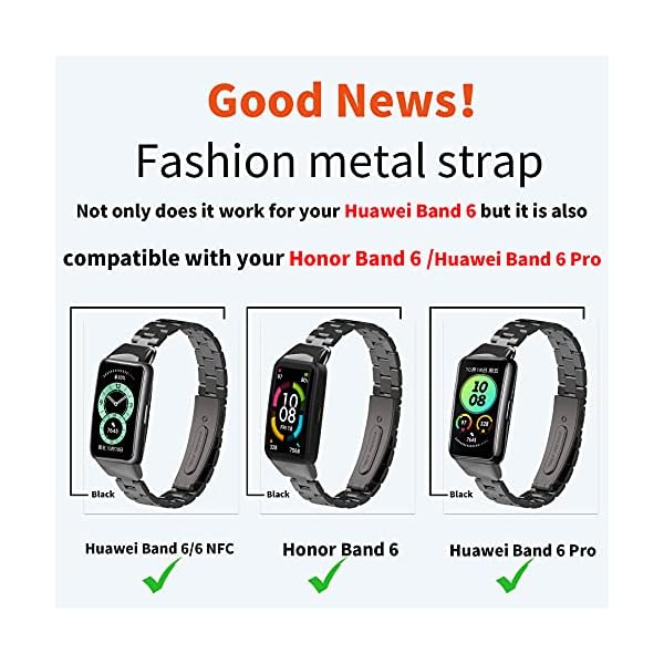 Mijobs Correa Compatible para Honor Band 6 ,Pulsera Acero Inoxidable Metal - Imagen 5