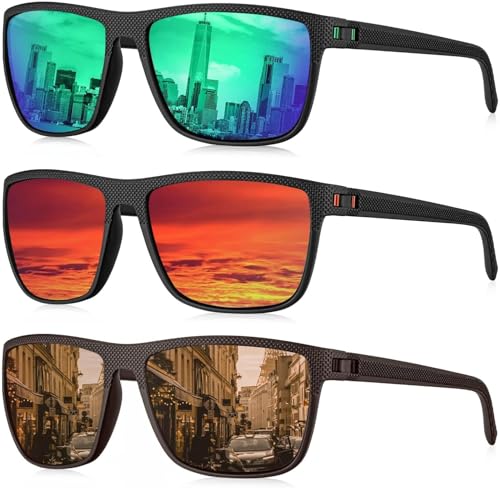 Image of 3 Pack Polarized Sunglasses for Men Lightweight Sun Glasses with UV Protection for Driving Fishing Golf