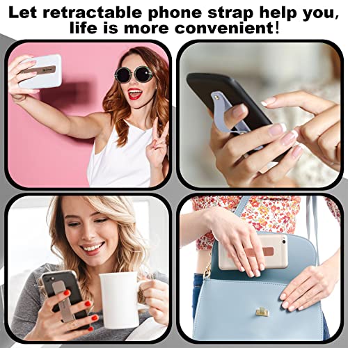 Image of Weewooday 6 Pieces Phone Grip Holder Cell Phone Grip Strap Telescopic Finger Strap Stand Universal Finger Kickstand for Most Smartphones(Blue, Pink, Coffee,Classic)