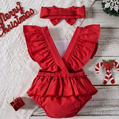 Santa Claus jurk baby meisjes baby meisjes kerst kostuum romper tutu kerst jongens meisjes mouwloze romper for xmas rendier verjaardag fancy dress up party outfit set (Size : 70) - Afbeelding 3