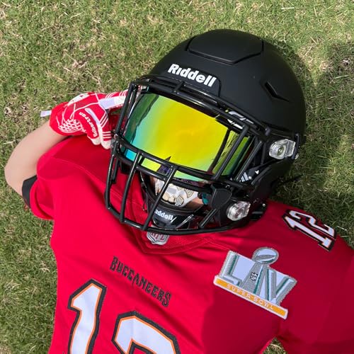 LeCool Football Visor – 3D Molded Curved Lens Technology, Wide Field Vision, Fits Youth & Adult Helmets (Glod)