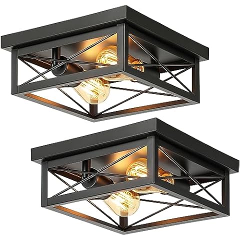 Kondras 2-Light Industrial Square Flush Mount Ceiling Light Cover