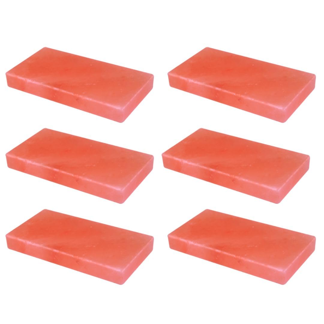 SALT N SOUL Himalayan Salt Block 8x4x0.75 Pack of 6 - Salt Block for Grilling | Himalayan Salt Bricks for Sauna | Salt Tiles for Salt Spa.