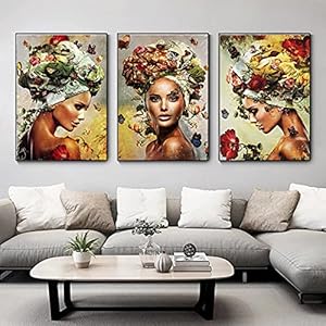 Retro Profiel Vrouw Bloem Poster Kunst Prints Scandinavische Stijl Afbeelding Wanddecoratie Schilderij Woonkamer…