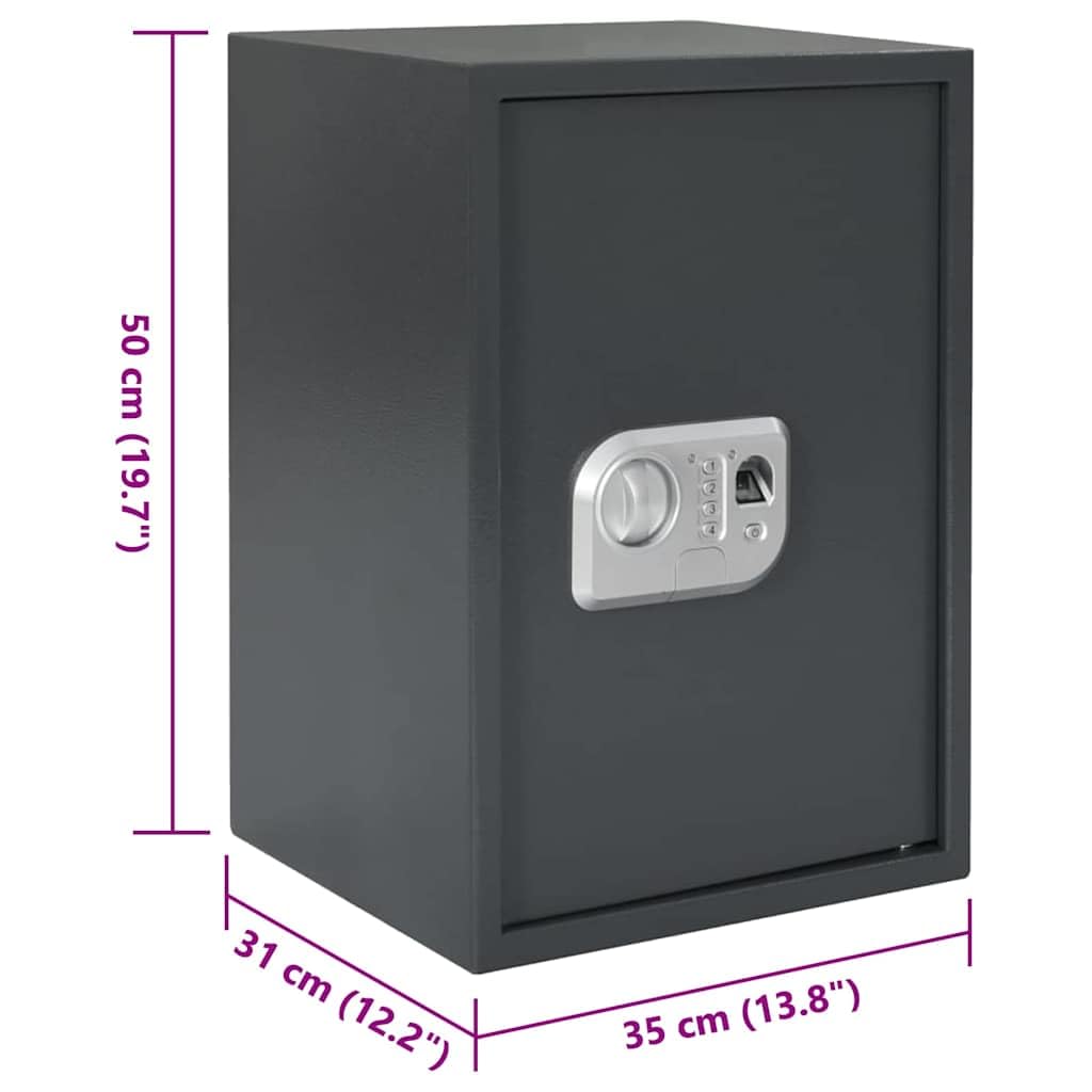 Cassaforte digitale grigio scuro con serratura elettronica, 35 x 31 x 50 cm, in acciaio, armadietto di sicurezza per casa e ufficio, cassaforte per documenti con serratura a combinazione e