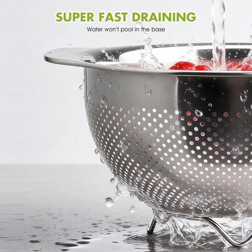 Greentainer Stainless Steel Colander Strainer Bowl - 3.3L Rust-Proof Fine Mesh with Handle Kitchen Food Strainer Basket for Washing Vegetables and Fruits, Durable Pasta Strainer & Drain Basket - Image 6