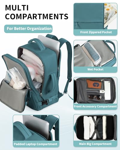 INC Travel Backpack For Women Men, Carry on Backpack for Airplanes, Waterproof Personal Item Travel Bag With USB Charging Hole For Travel, College - Image 4