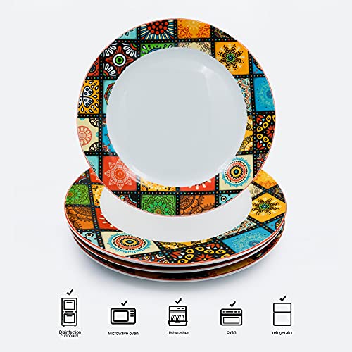 JETMANO Set di 4 Piatti piani in ceramica,Motivo