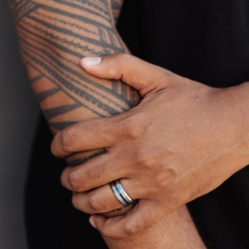 Rings For Men | Infinity Design | Black & Silver Tungsten | Inner-Band Colors | 8mm Width | Durable Jewelry | Wedding Bands3