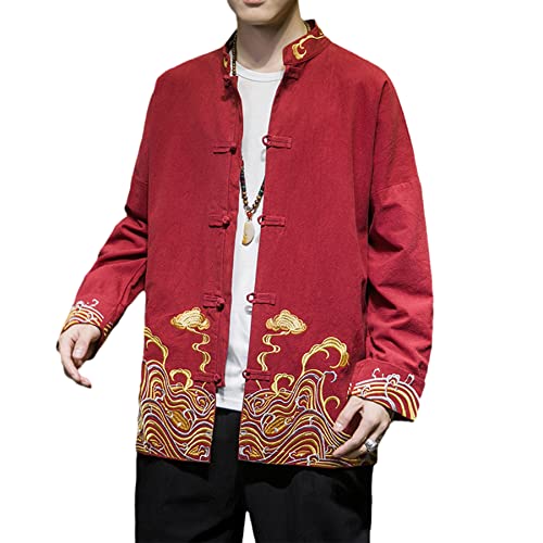 Chinese Style Hanfu Coat Tang Suit Large Size Men's Kung Fu Tai Chi Uniform Top Jacket Festival Clothes