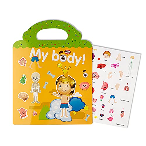 Reusable Stickers Book,My Body -The First Body Activity Sticker Book for Kids,Educational Baby Book for Kids 1 Year, Toddler Toys Age 2-4 Boys Girls