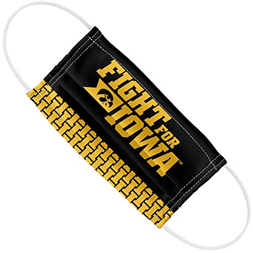Popfunk University of Iowa Hawkeyes Fight for Iowa 1-Ply Reusable Face Mask Covering with Adjustable Nose Wire, Unisex