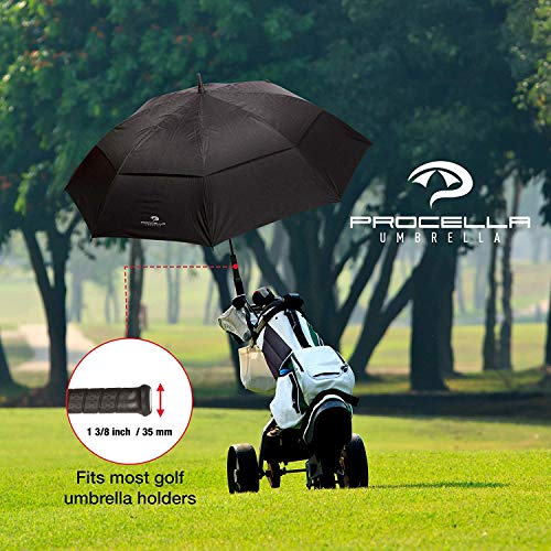 PROCELLA Large Golf Umbrella – AWARD WINNING, Windproof, Waterproof - Superior Heavy Duty Automatic Umbrella Defies High Wind, Sun & Rain – Perfect Cart Holder Fit – Carrying Case Sleeve, Strap Handle - Thumbnail 4