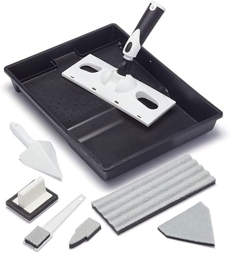 Harris Seriously Good - Juego de almohadillas de pintura para paredes y techos, mango, ventana de esquina grande, almohadilla de banda extendida y