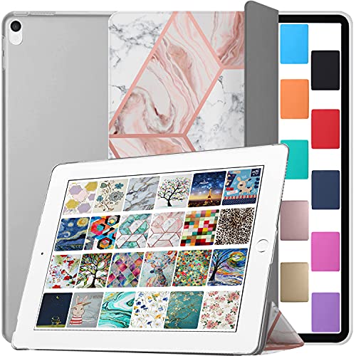 Image of DuraSafe Cases for iPad 10.5 Inch 2017 Air 3 2019 [ PRO 10.5 Air 3rd Gen ] A1701 A2152 A2123 MUUL2HN /A MUUK2HN /A MUUJ2HN /A MQDX2HN /A PrintediPad Cover Translucent Frosted Hard Back - Marble Pink