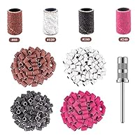luckaide Schleifhülsen Nagelfräser, 100Stück Schleifhülsen, Schleifkappen Nagelfräser Aufsätze,Körnung 80/120/180/240 Schleifhülsen für Maniküre Pediküre