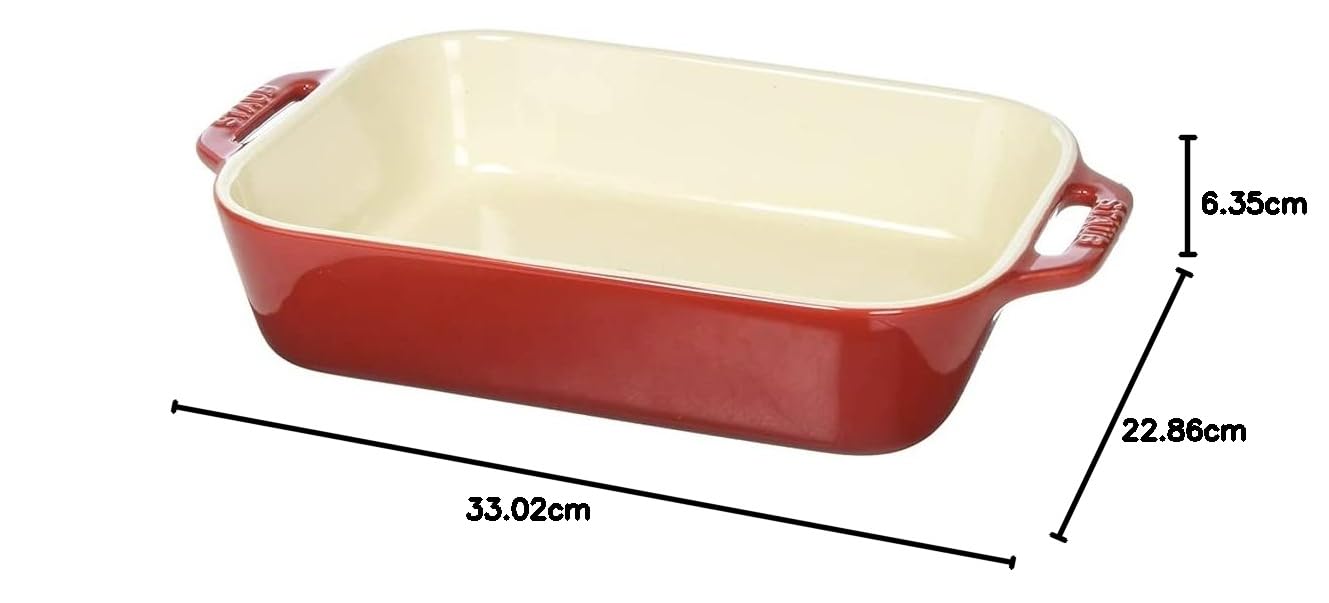 Tabuleiro rectangular 34x24cm da Staub - Vermelho