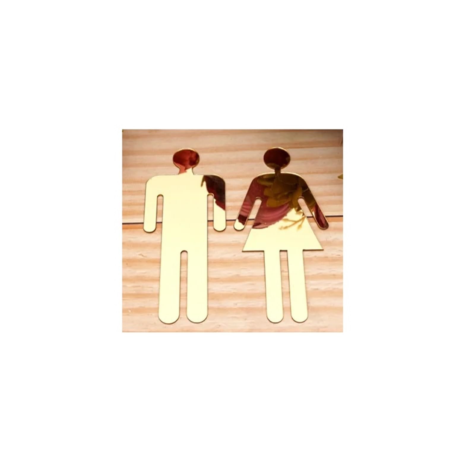 Toilet Sign 1 Pair Toilet Sign Sticker Men/Women WC Indication Signs Mirroried Boy Or Girl Bath Room Door Decoration(Gold,Height 20cm)