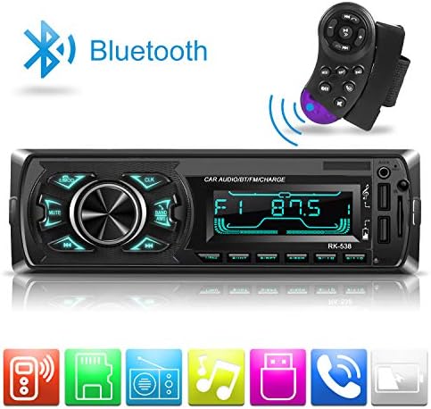 Car Stereo Radio Single-Din, Dicoool MP3 Car Radio Bluetooth Player Receiver Support 2USB/TF/MMC/Hand-Free Control, 7 Color Lights
