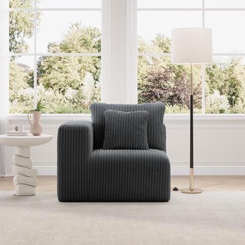 Image of Novilla Modular Sectional Sofa, Modern Cloud Sectional Couch with Smarts Coil Support, Upholstered Boneless Couch for Living Room Apartments Bedroom, No Assembly Required, Dark Gray (Left-Arm Chair)