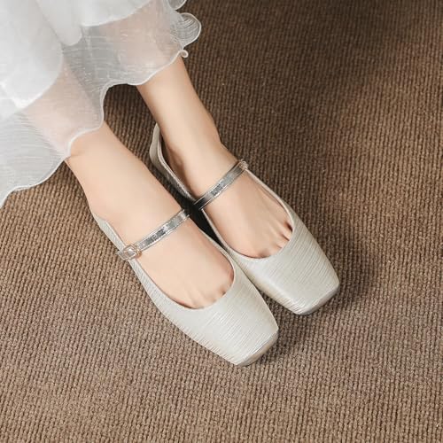 Women Square Toe Mary Jane Shoes Comfortable Ankle Strap Flats2
