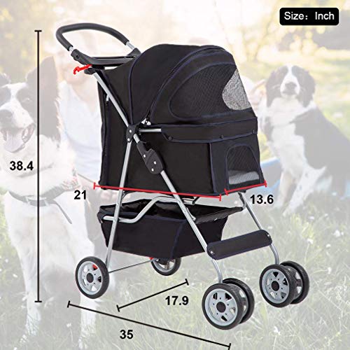 Bestpet Pet Stroller Cat Dog Cage Stroller Travel Folding Carrier,Black #TOP6